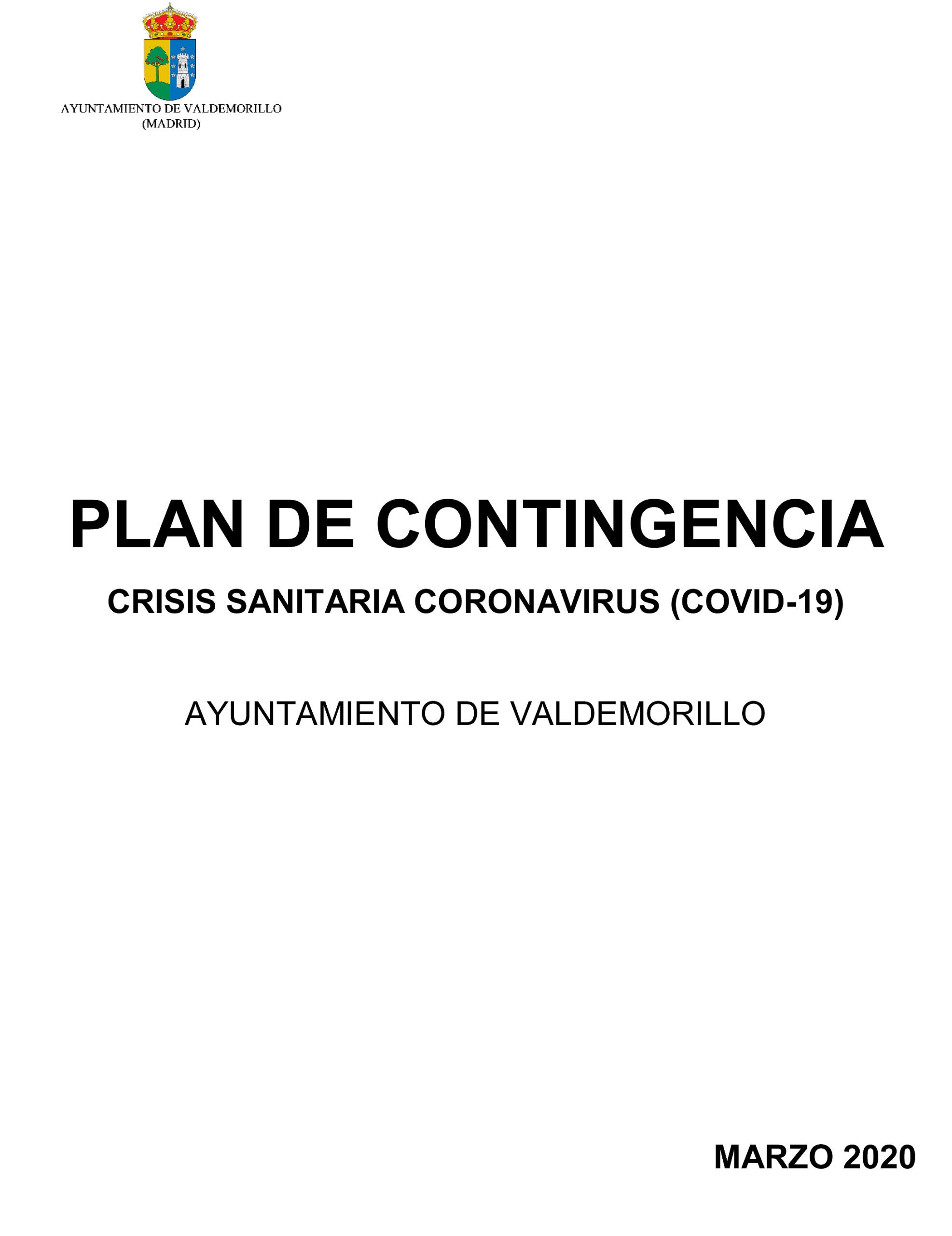 Aprobado el Plan de Contingencia  en Valdemorillo para atender a la crisis sanitaria del COVID-19