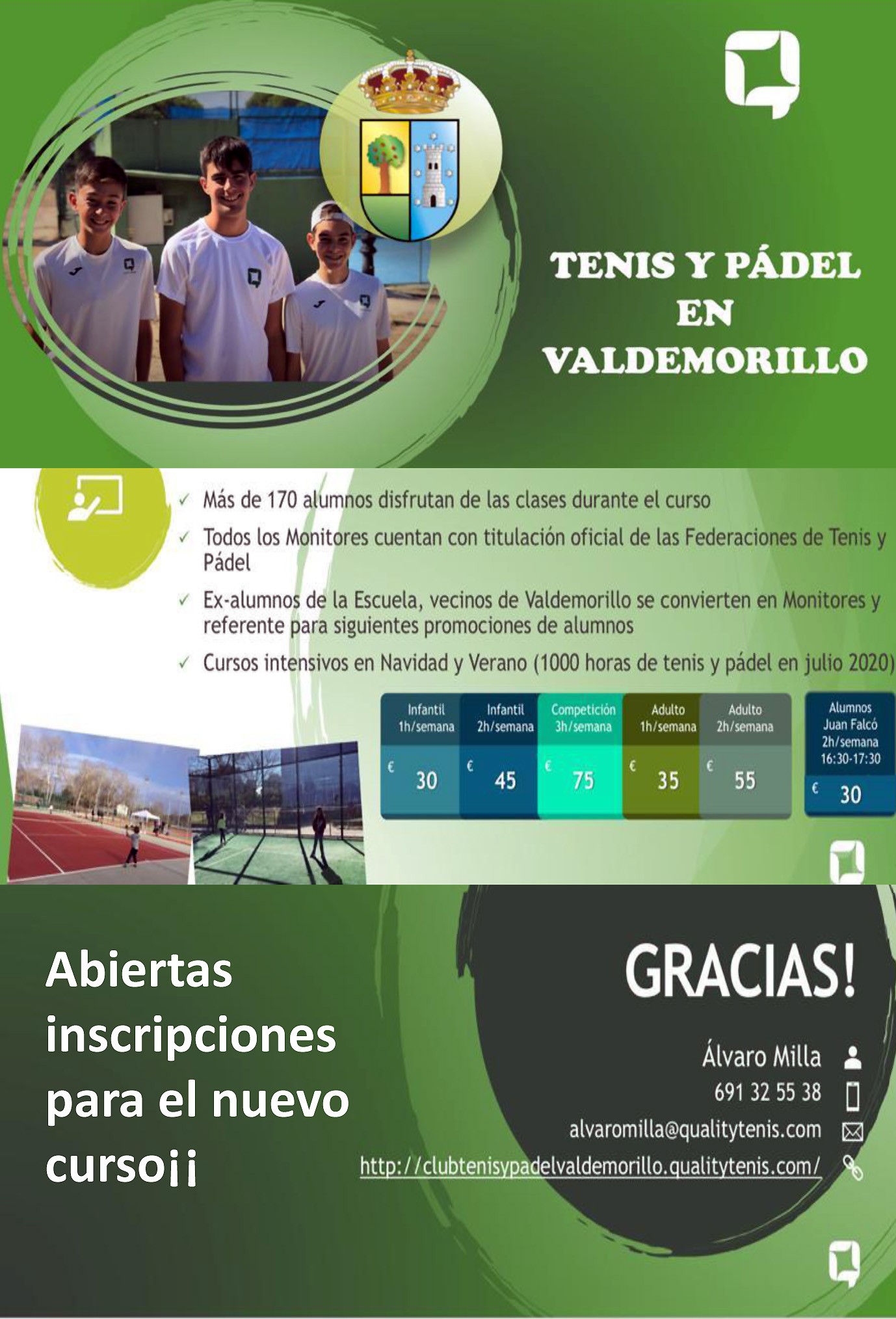 Todo a punto en las canchas y pistas de Valdemorillo  para el nuevo curso, con más de 170 alumnos disfrutando al máximo de los deportes de raqueta en las clases impartidas por profesionales con gran experiencia