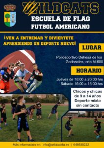 El fútbol americano también llega a la programación deportiva de Valdemorillo para que los menores de 9 a 14 años  se diviertan en esta Escuela de Flag  de forma muy segura y sin contacto entre jugadores