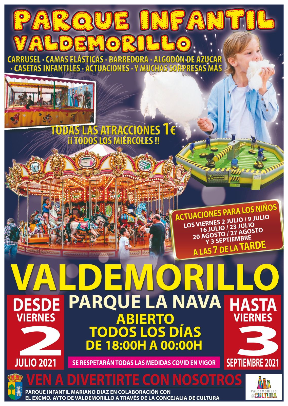 Desde este viernes, 2 de julio, y hasta el 3 de septiembre Valdemorillo abre las puertas de su gran Parque Infantil, lleno de atracciones y muchas más sorpresas