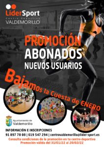 Del 31 de enero al 20 de febrero, Promoción Especial Abonados para los nuevos usuarios del Centro Deportivo de Valdemorillo