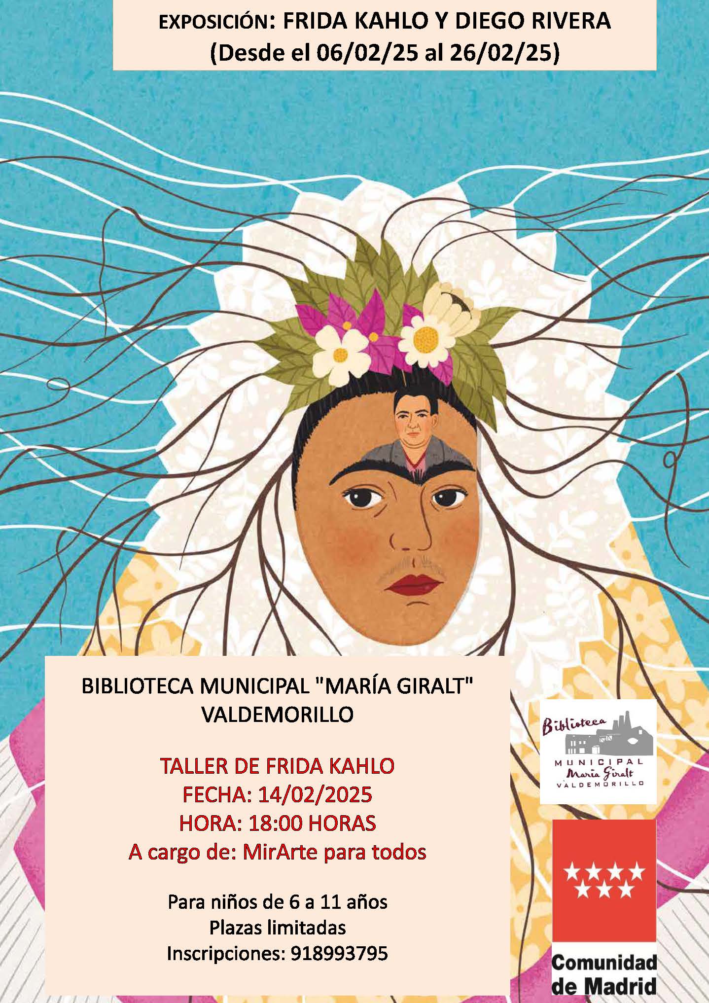 En este momento estás viendo La Red de Bibliotecas Públicas de Madrid  trae a la María Giralt la exposición ‘Frida Kahlo y Diego Rivera’, del 6 al 26 de febrero
