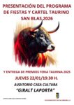 Lee más sobre el artículo Presentación de la Feria Taurina y Fiestas San Blas 2026
