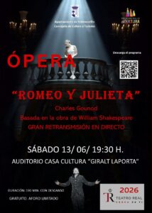 Lee más sobre el artículo Romeo y Julieta’, una de las óperas más populares, este sábado en la Giralt Laporta con la retransmisión en directo desde el Teatro Real