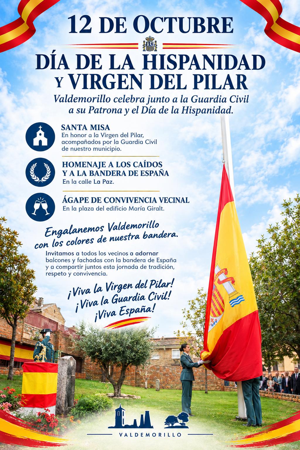 En este momento estás viendo Valdemorillo honrará el día la Fiesta Nacional con el homenaje a los caídos y a la bandera de España que presidirá los actos de este 12 de octubre